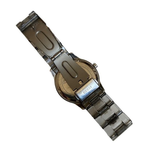 Guess Mens Watch Water Resistant Stainless Steel Clear Band Works New Battery - Picture 6 of 14